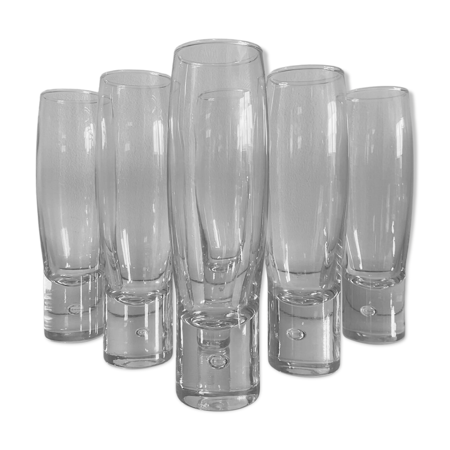 Set of 6 Kosta Boda sparkling champagne glasses from the 70s