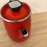 Red enamel coffee maker with filter