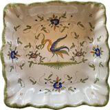 Small square and hollow decorative dish in Moustiers porcelain