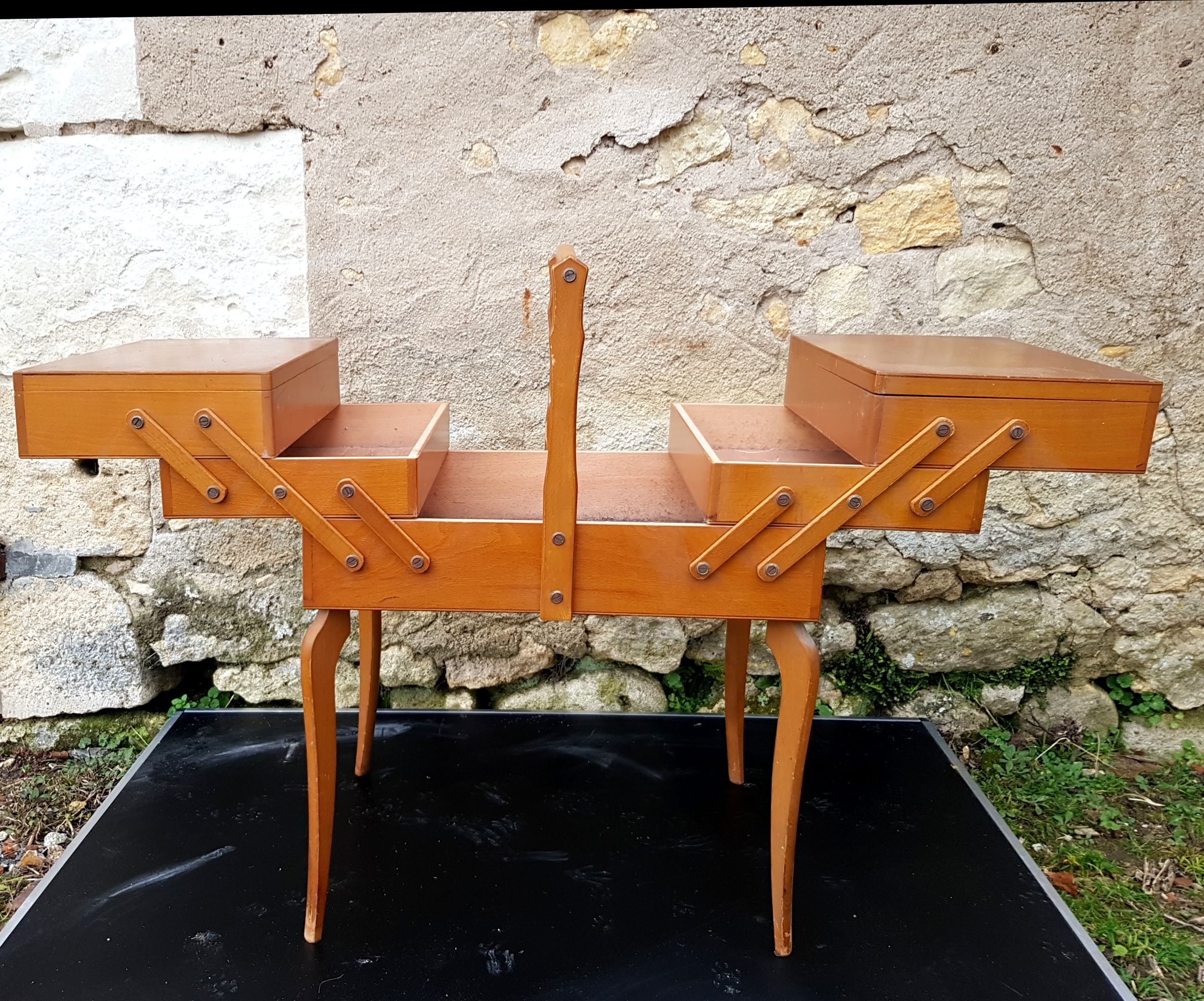 Wooden sewing basket