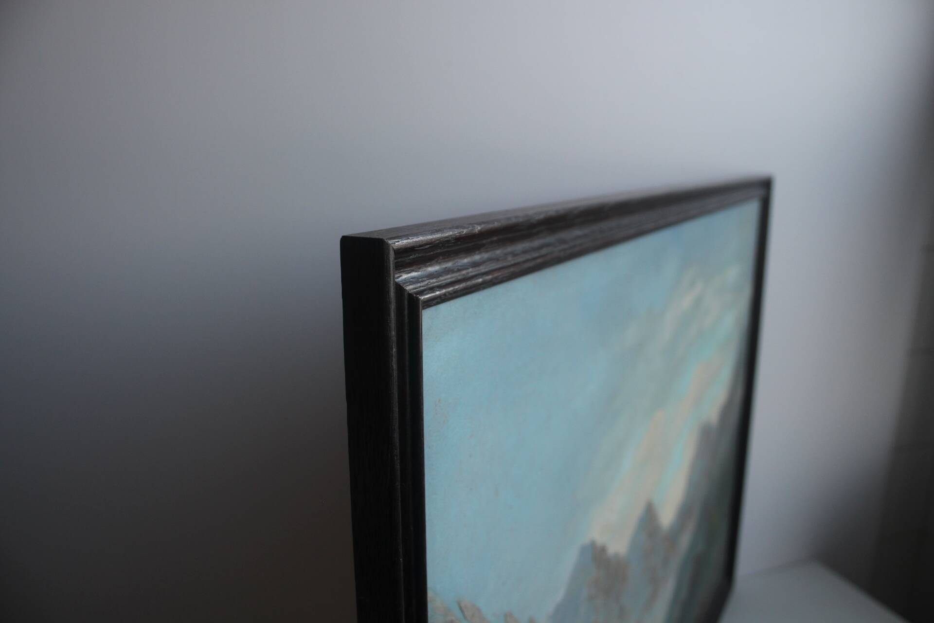 Hand painted painting, oil on fiberboard, signed, Czechoslovakia, 1960's.