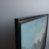 Hand painted painting, oil on fiberboard, signed, Czechoslovakia, 1960's.