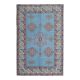 Vintage Turkish hand-knotted wool cotton blue area rug 170x259