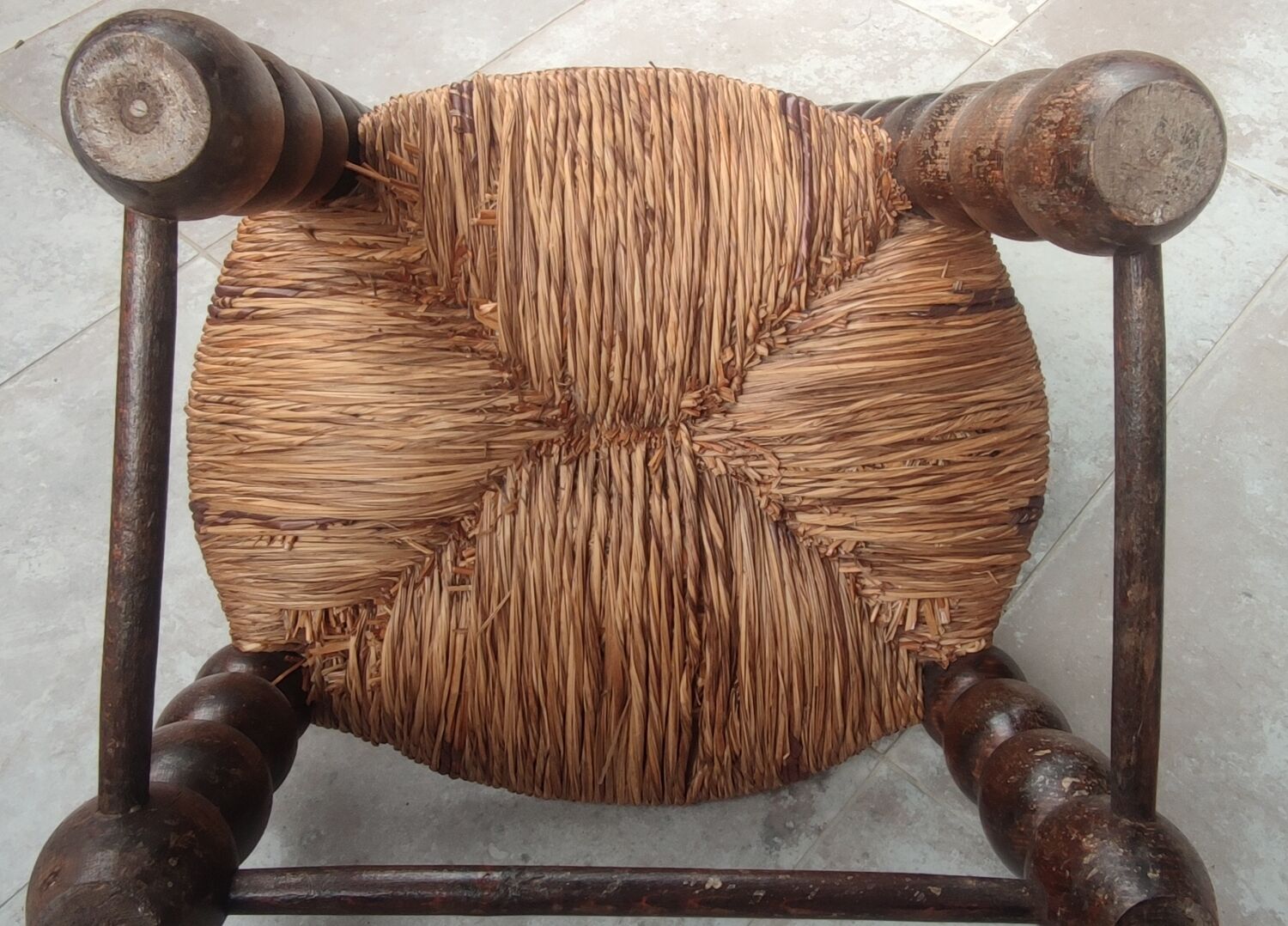 Rustic chair turned wood / design 20 th century