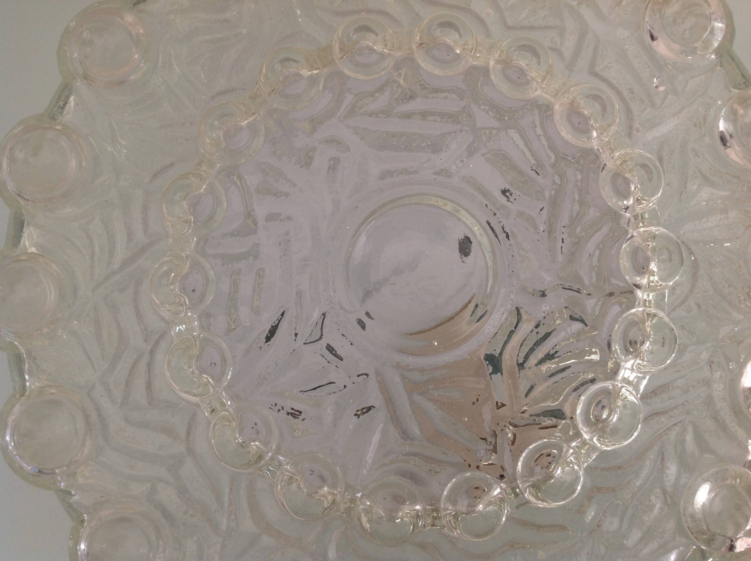 Round vintage bubbled glass ceiling light from the 60s and 70s