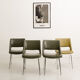 Vintage chairs imitation leather green khaki metal foot