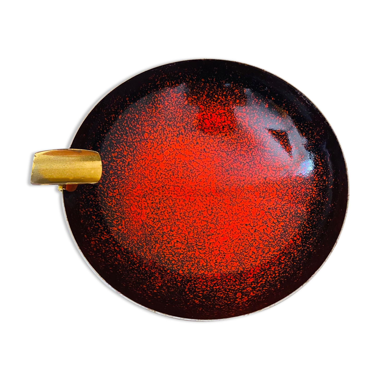 Enameled ashtray, vintage enamel bowl, mid century bar accessories.