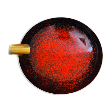 Enameled ashtray, vintage enamel bowl, mid century bar accessories.