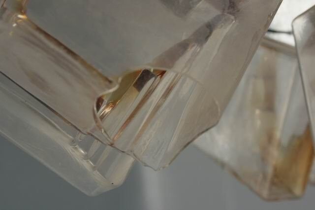 Chandelier 1970 design glass and stainless steel