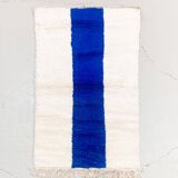 Beni Ouarain Moroccan Berber rug with majorelle blue patterns 1.55x0.96m