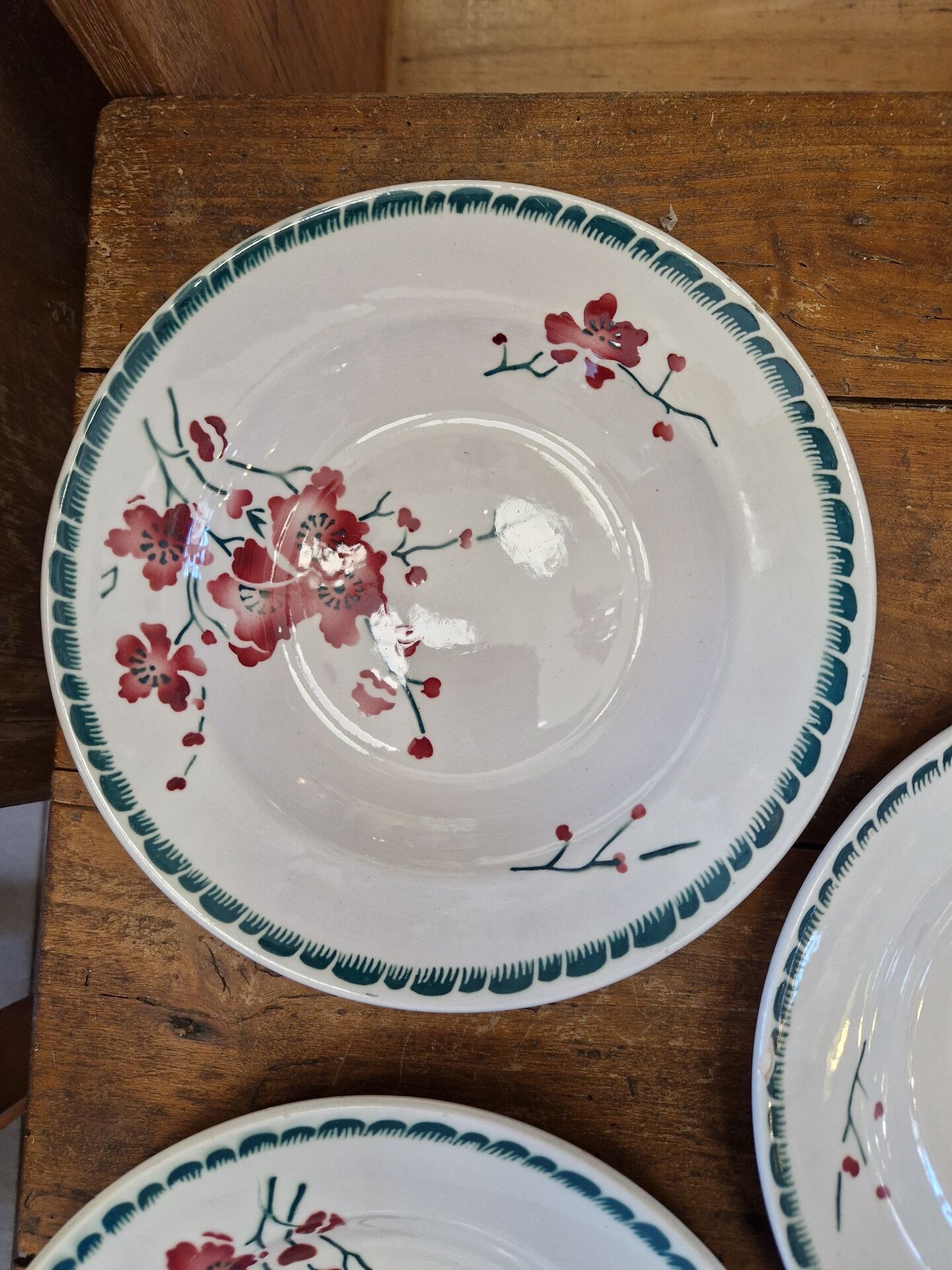 Set of 8 Deep Plates Cherry Blossom Badonviller