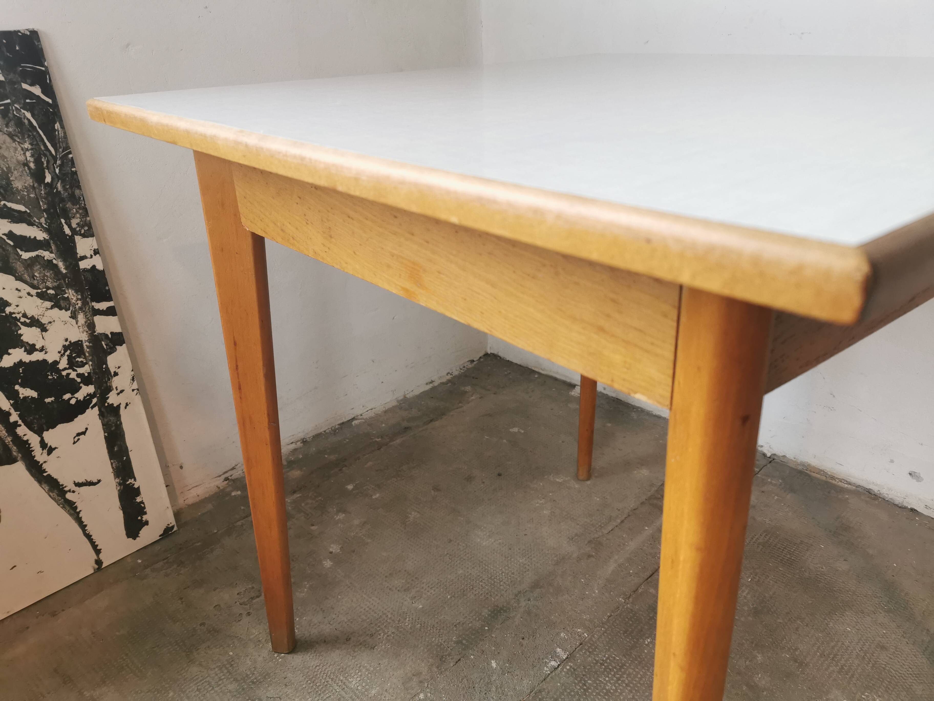 Square dining table, wood and formica, 1960s