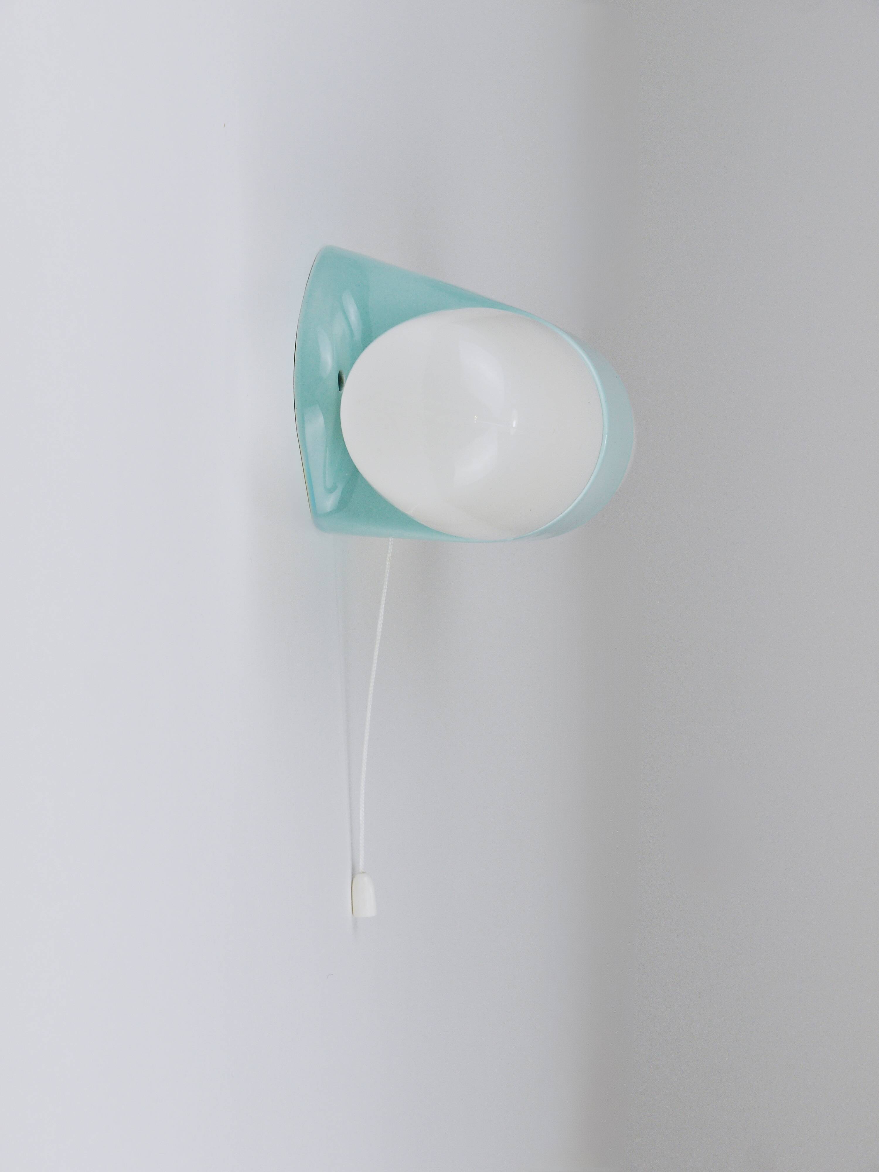 Wilhelm Wagenfeld Bauhaus Turquoise Double Sconce Wall Light, Germany, 1950