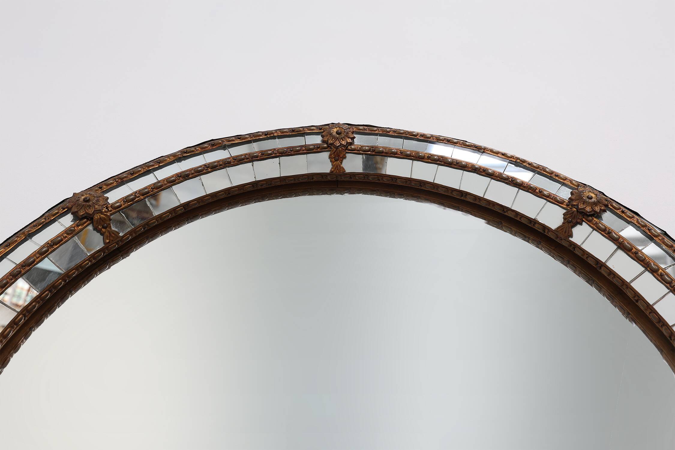 20th Century Spanish trapezoidal Venetian mosaic Mirror with brass details