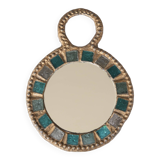 Miroir en plomb et en verre bleu de Irena Jaworska, années 60