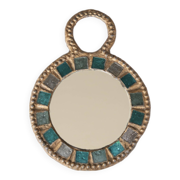 Miroir en plomb et en verre bleu de Irena Jaworska, années 60