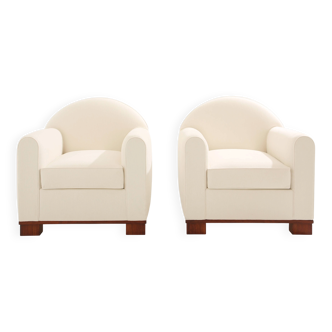 Jacques Adnet pair of modernist club armchairs in rosewood 1931