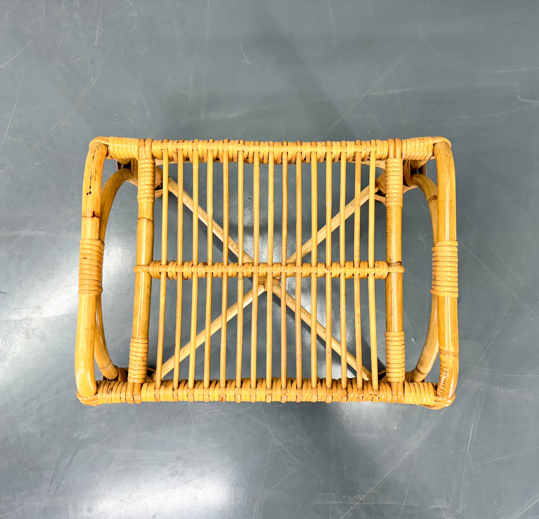 Mid Century Rattan Stool, Czechoslovakia