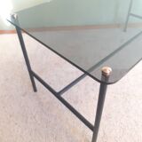 Glass and steel coffee table, Pierre Guarche, Steiner edition design circa 1950