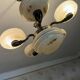 Art Deco brass and glass 5-arm chandelier, Central Europe, 1940s