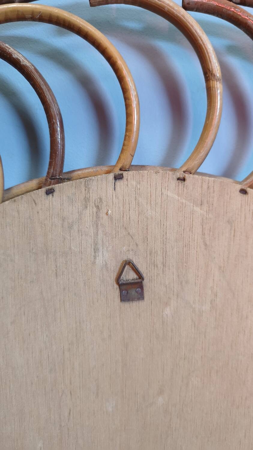 Vintage 1960s rattan sun mirror