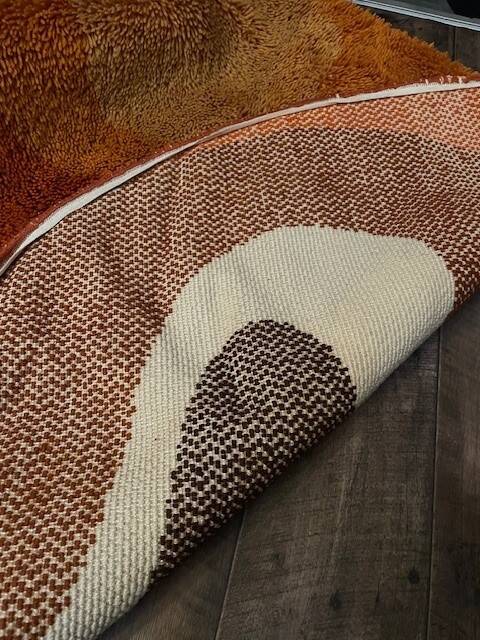 Vintage round rug from the 70s, Desso print carpet, Netherlands.