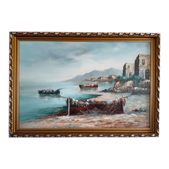 Oil on marine canvas signed pasconi