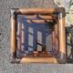 Table d'appoint en bambou vintage avec 1 plateau en verre couleur ambre foncé