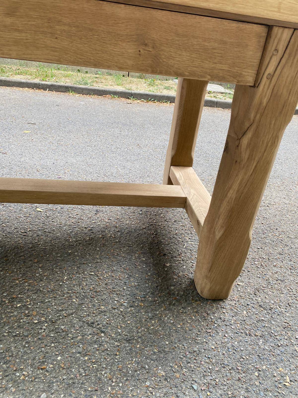 Farmhouse dining table stripped in solid raw oak 1930 - 216cm