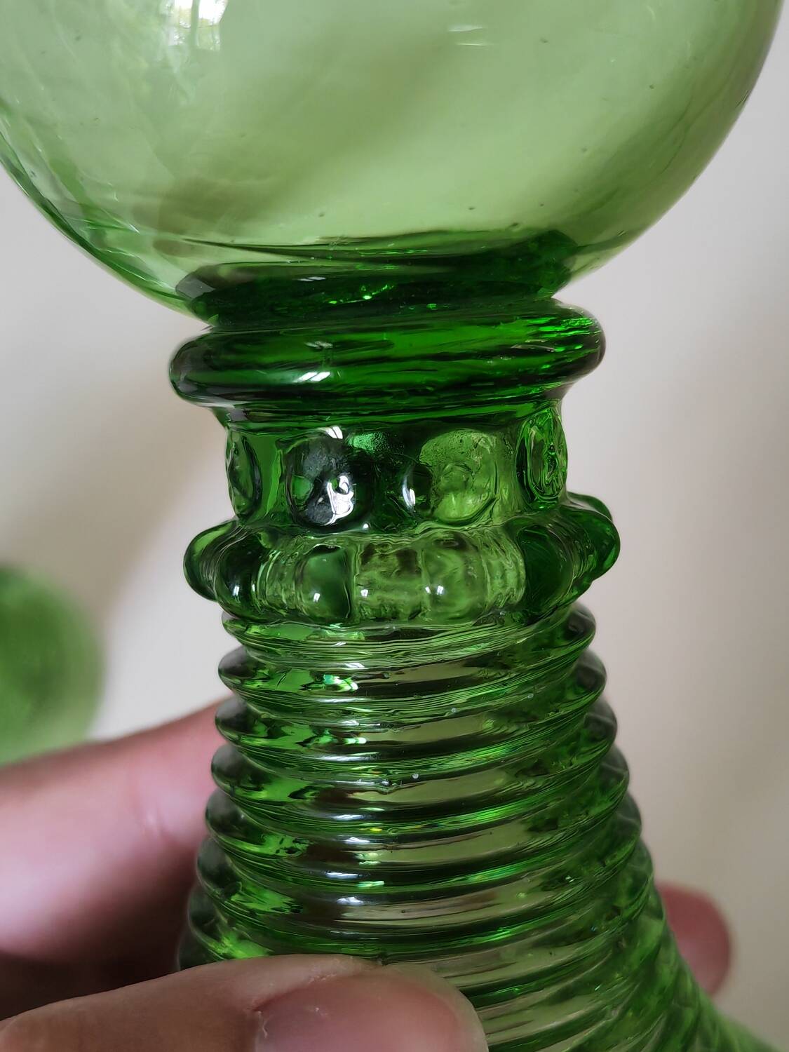 4 Roemer crystal glasses, 19th century