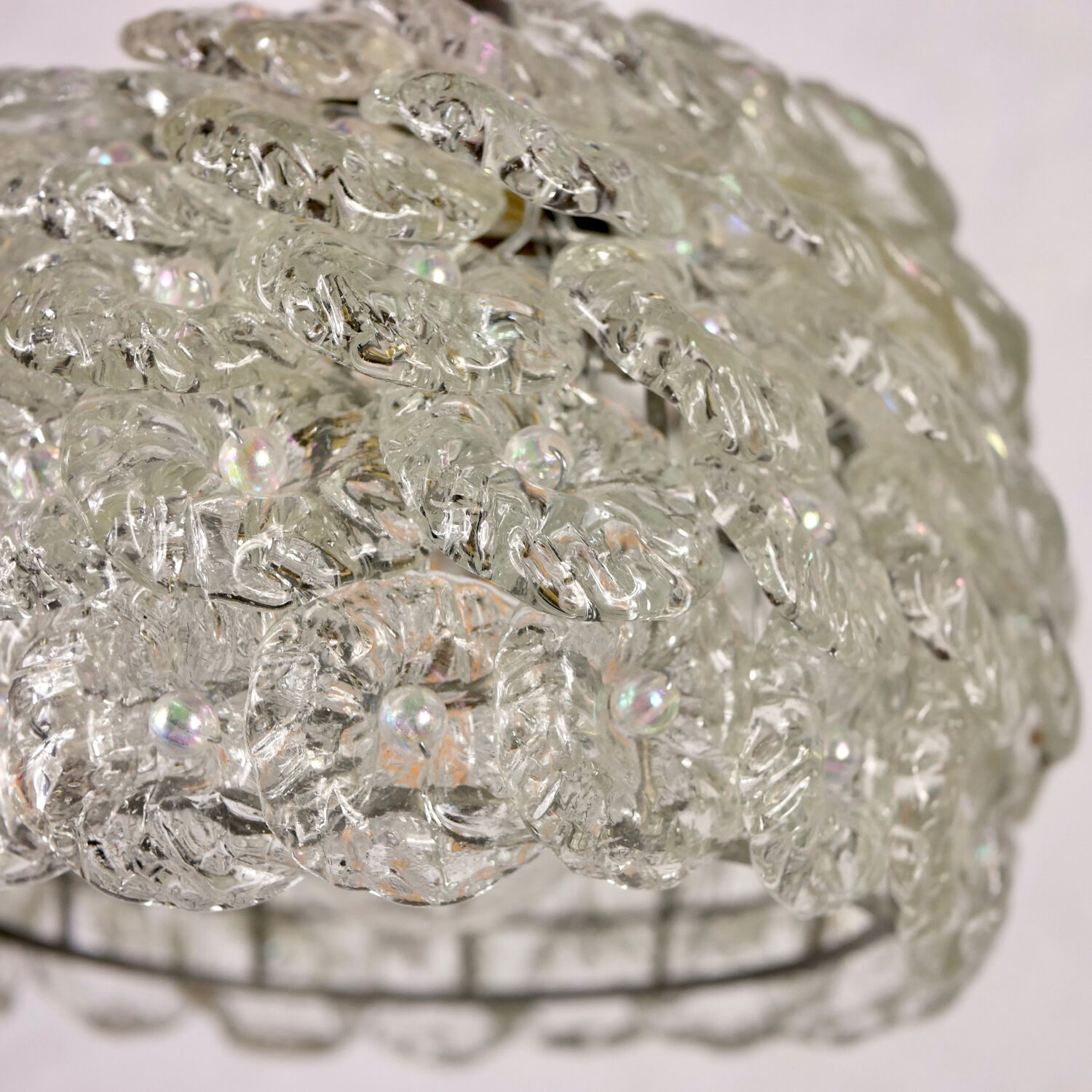 Pair of pearl glass pendant lamps