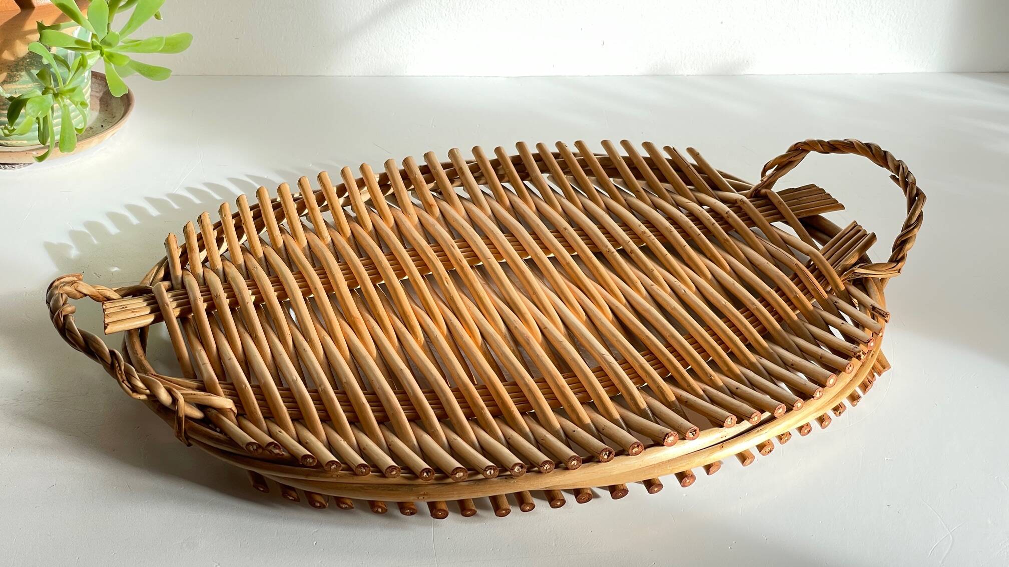 Vintage rattan presentation tray
