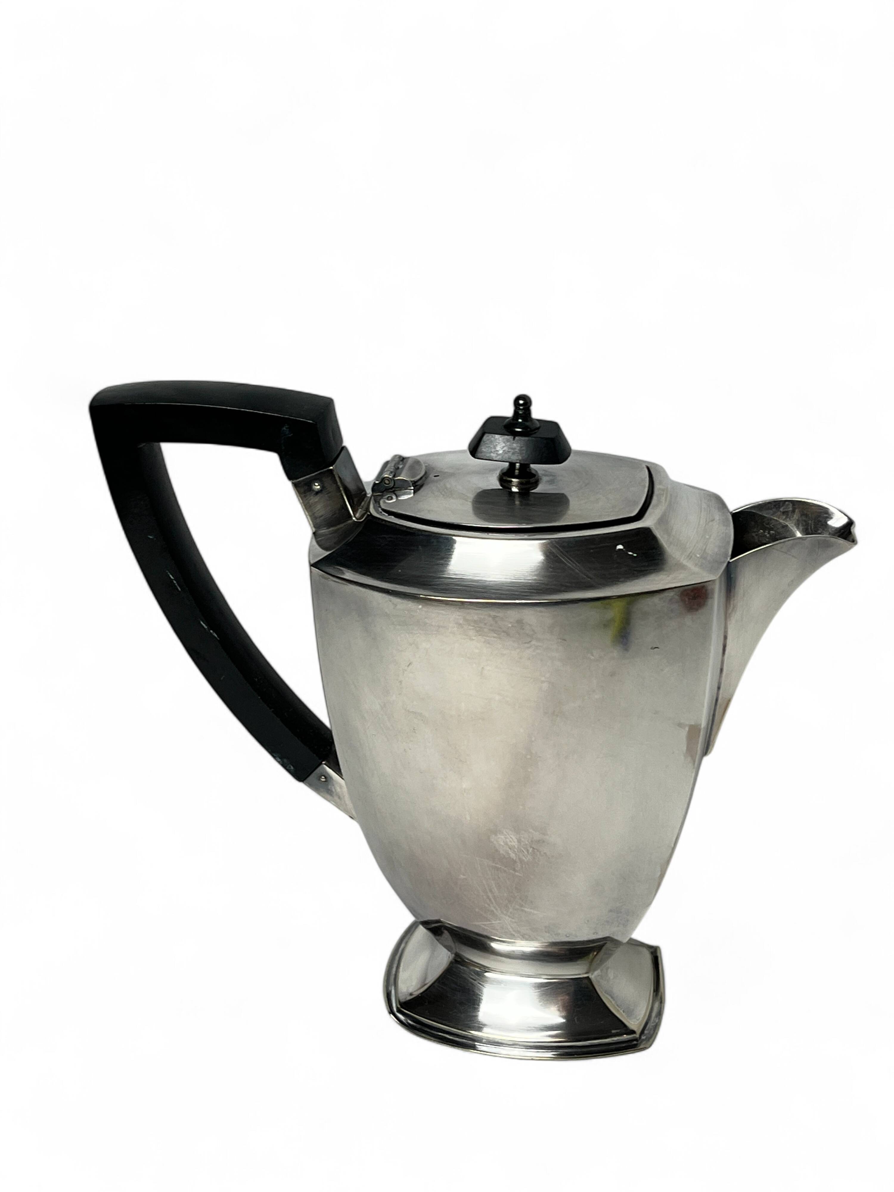 Art Deco, English silver-plated Sheffield ebony jug circa 1930