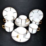 Set of 6 ART DECO black and gold porcelain coffee cups from the 1920s-1930s