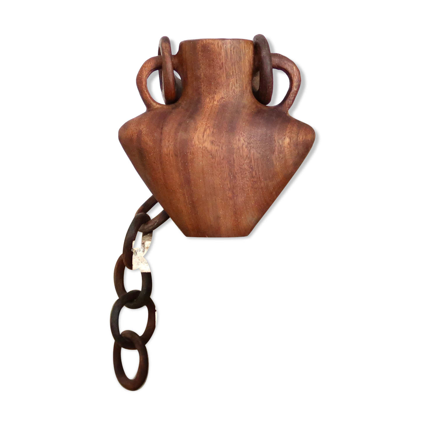 Vase à anses en bois années 50