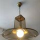 Italian suspension lamp in smoked glass and brass from the 1970s.