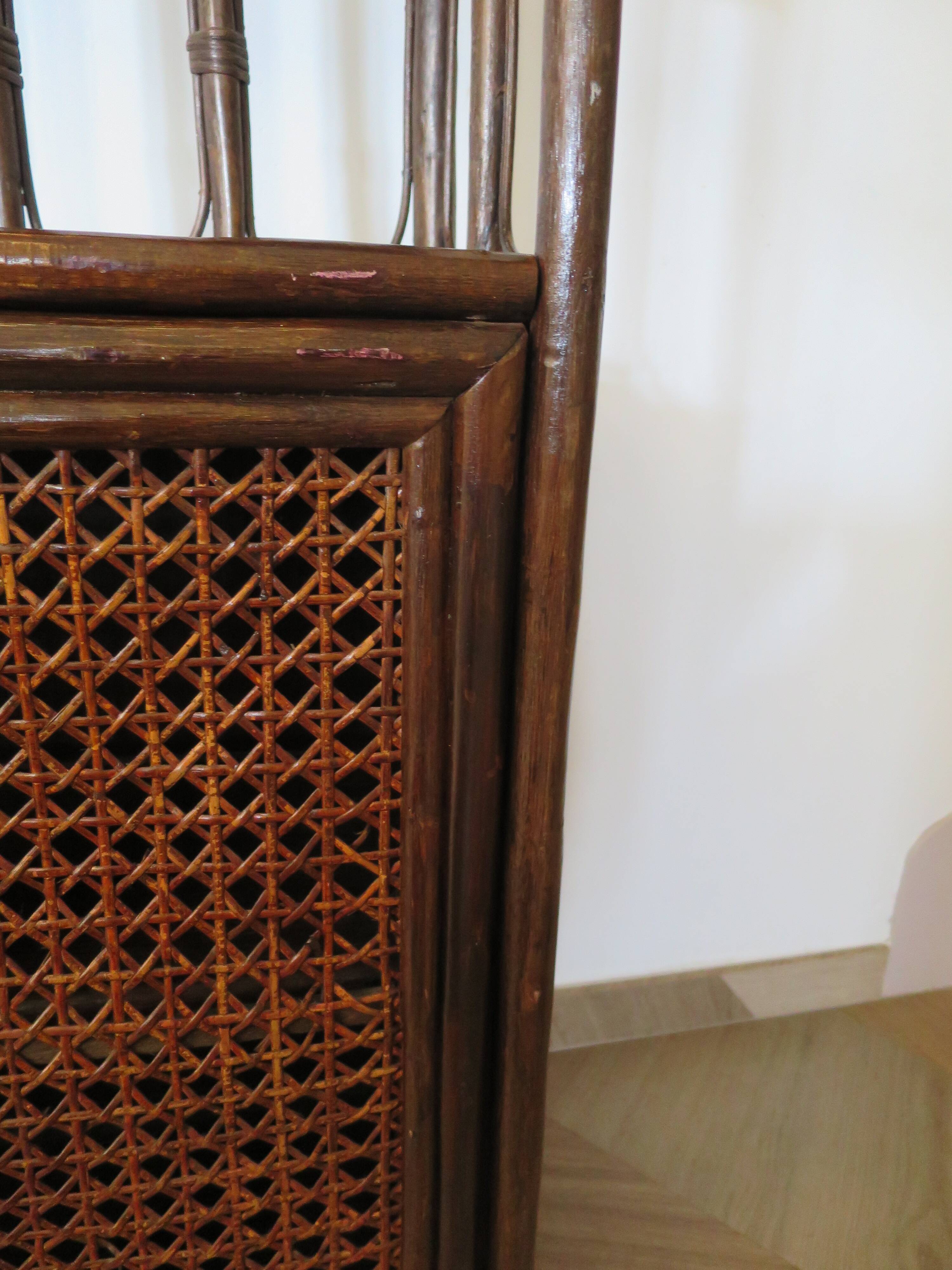 Retro-vintage-Low sideboard-library - cane-wood-rattan-1960s