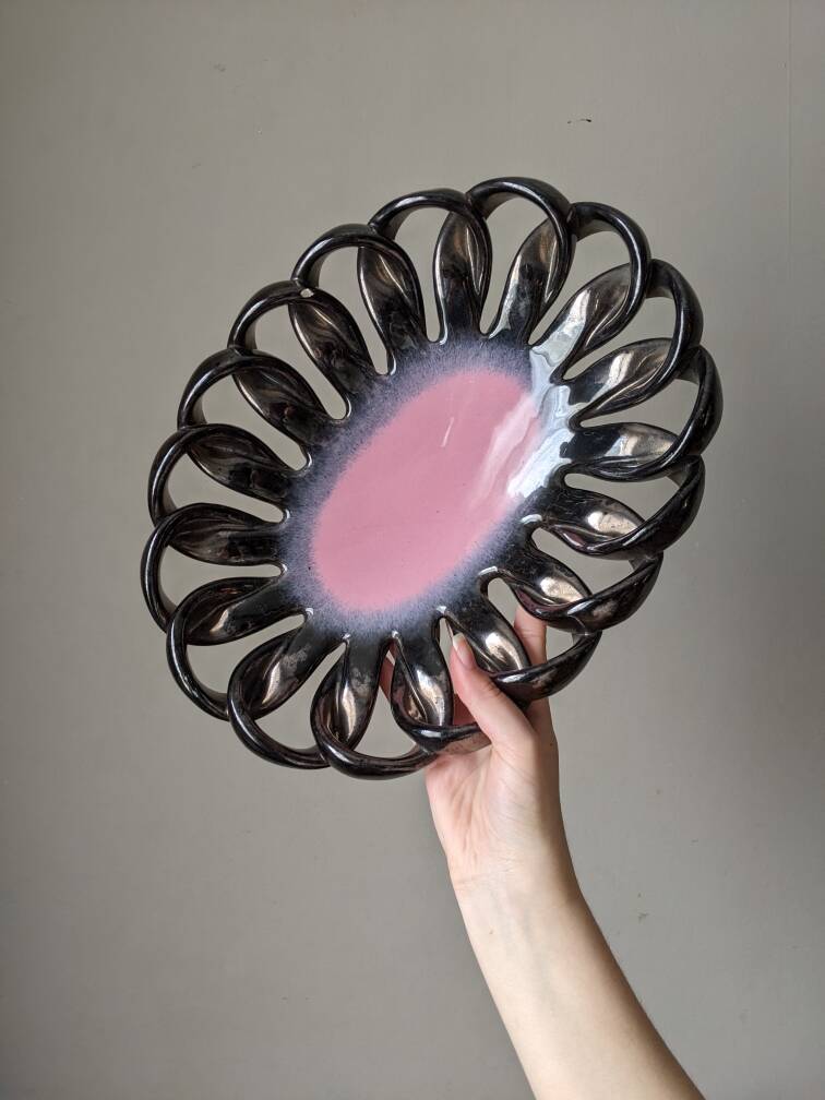 Handcrafted ceramic fruit bowl, vintage, contemporary design, 20th century