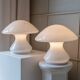 Set of 2 mushroom table lamps with silver details - vintage Murano glass - Space Age design - 1970s