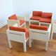 Set armchairs with dinners Restoration cubic shape Modular vintage 1980s