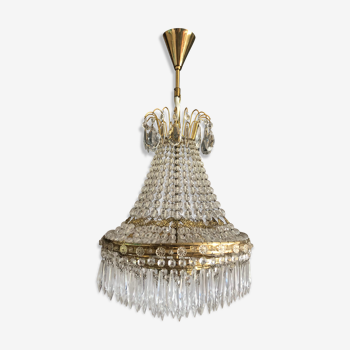 Crystal and brass chandelier