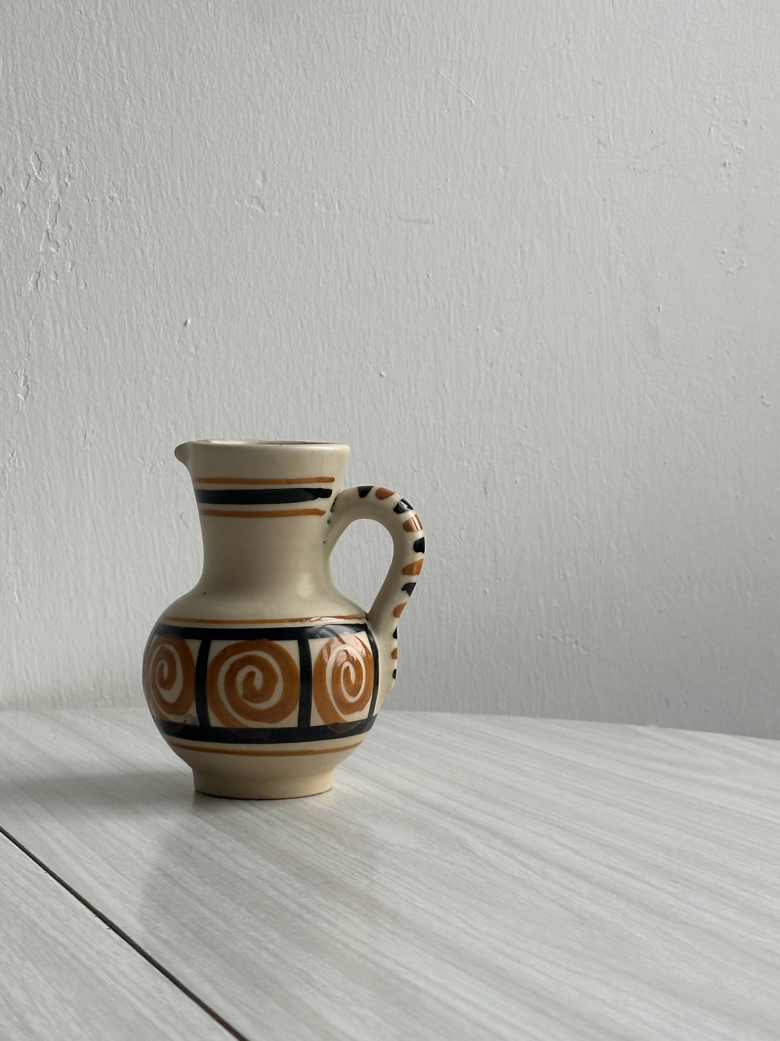 Small pitcher - hand painted ceramic milk jug from Spain.