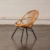 Fauteuil en rotin pieds métal