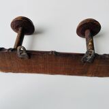 Wooden wall-mounted coat rack with two hooks
