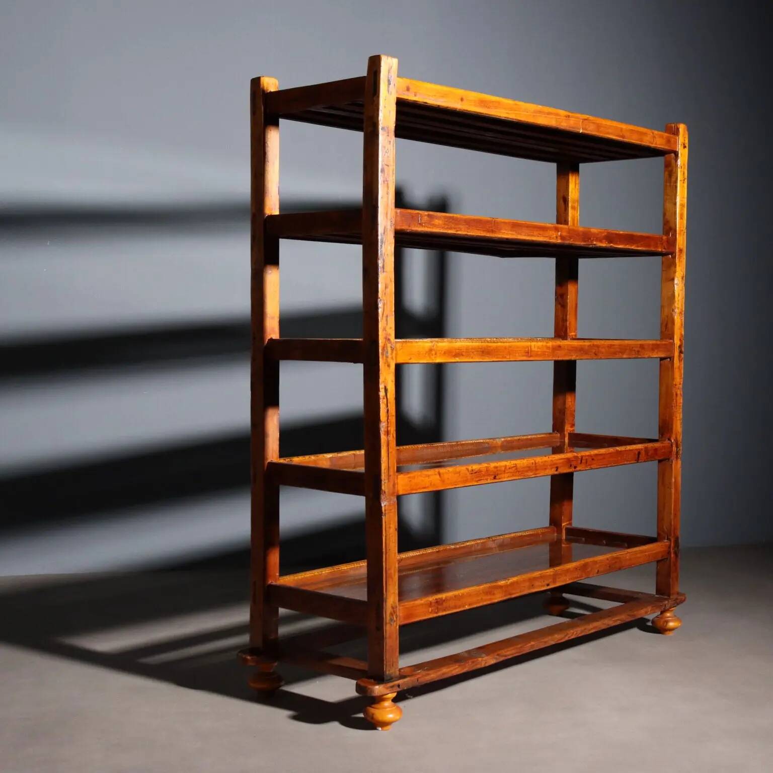 Antique library in painted fir walnut, Italy, early 20th century.