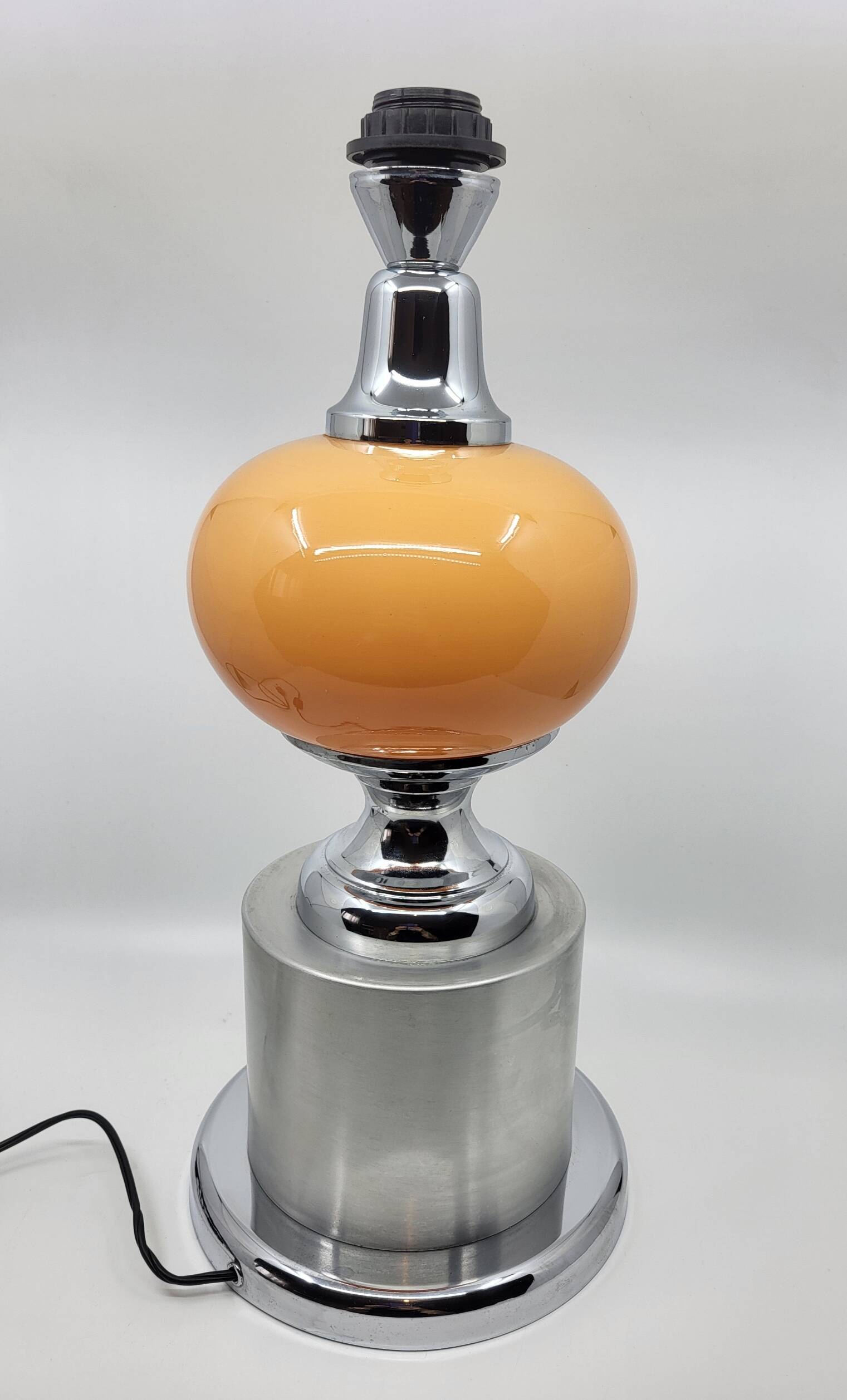 Diderot Delmas lamp in orange opaline with chrome base France 1970 Vintage