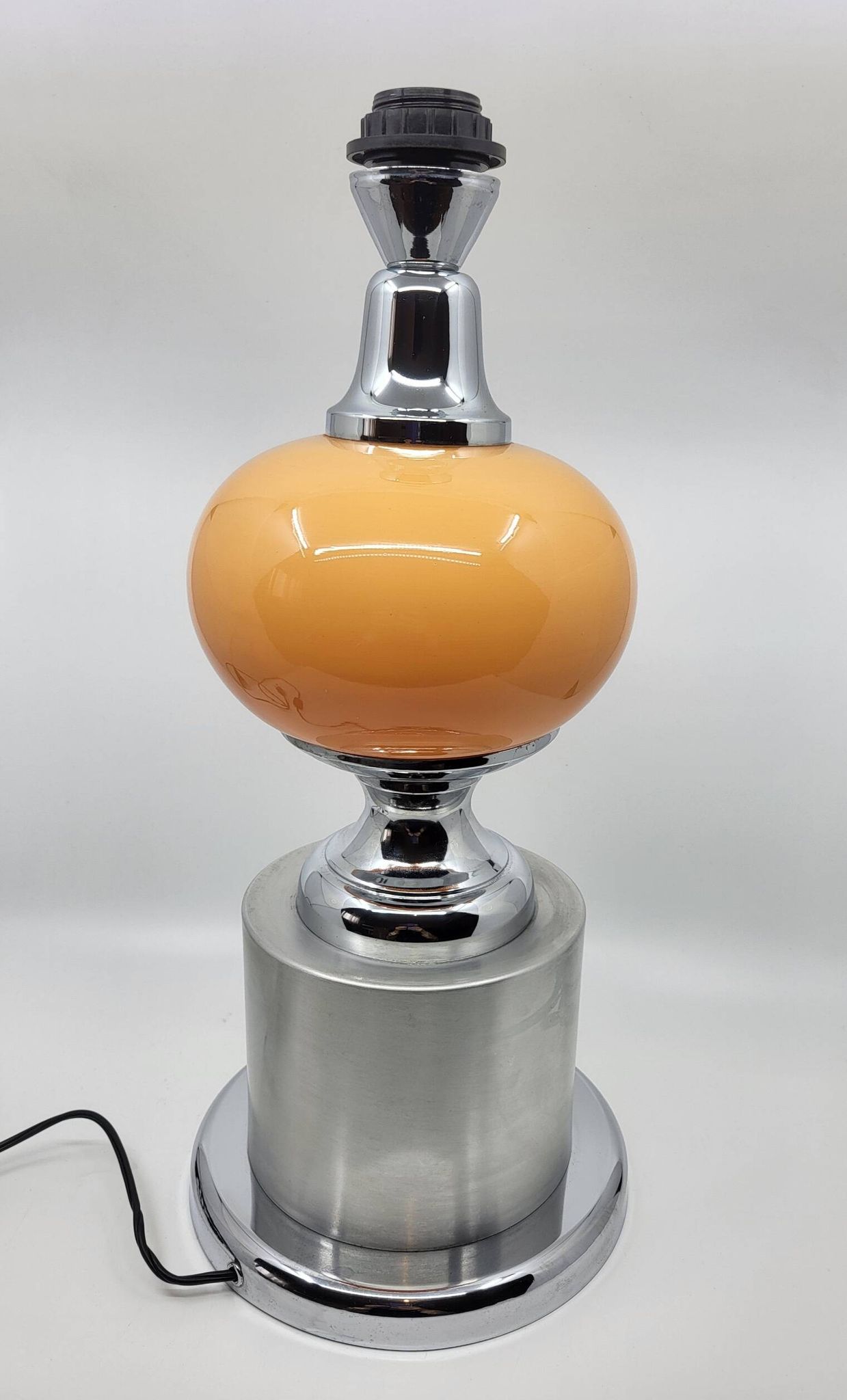 Diderot Delmas lamp in orange opaline with chrome base France 1970 Vintage