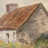Tableau ancien , ferme dans le Cantal XX siècle