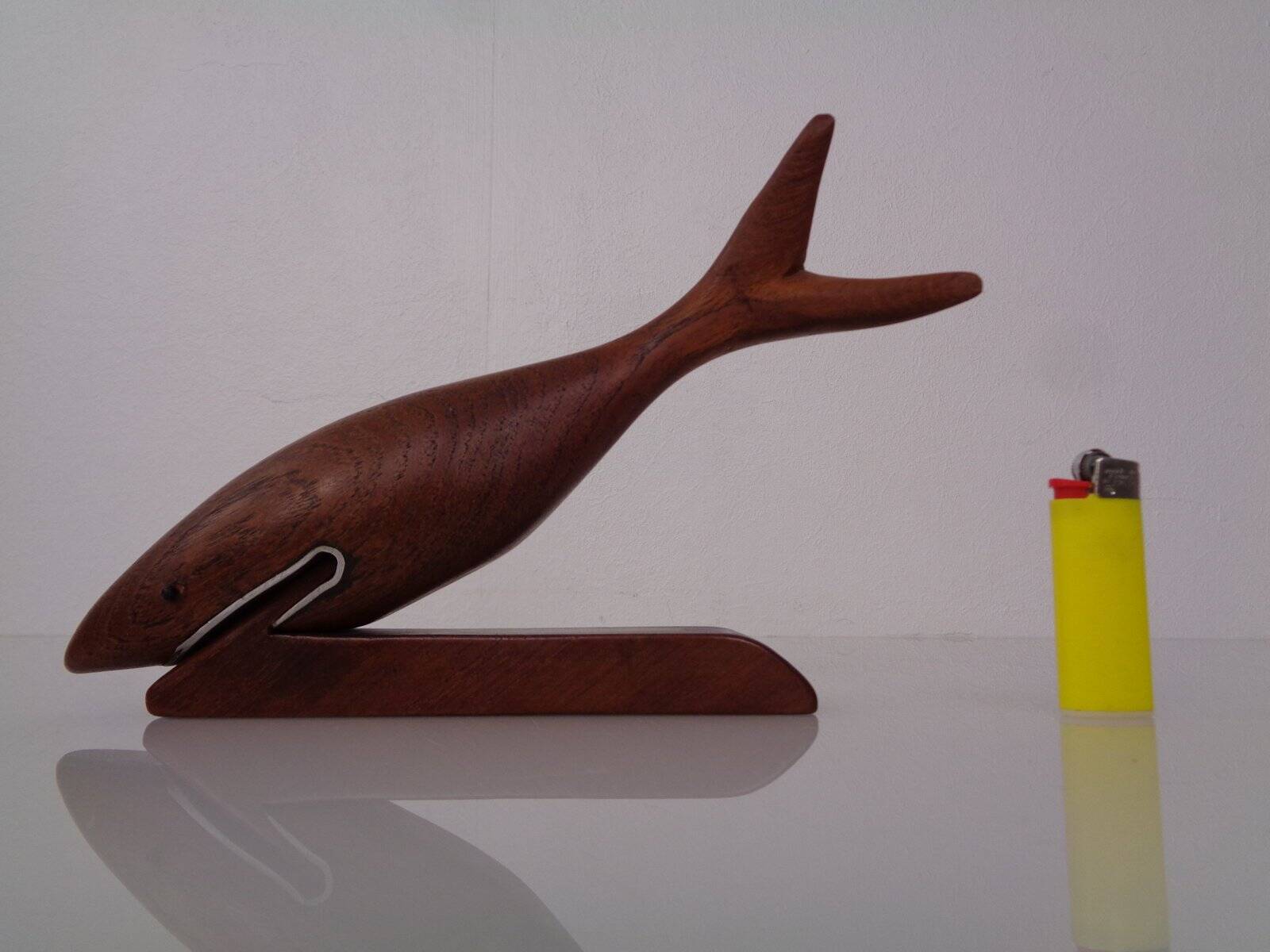 Danish Teak Shark with Stand, 1960s