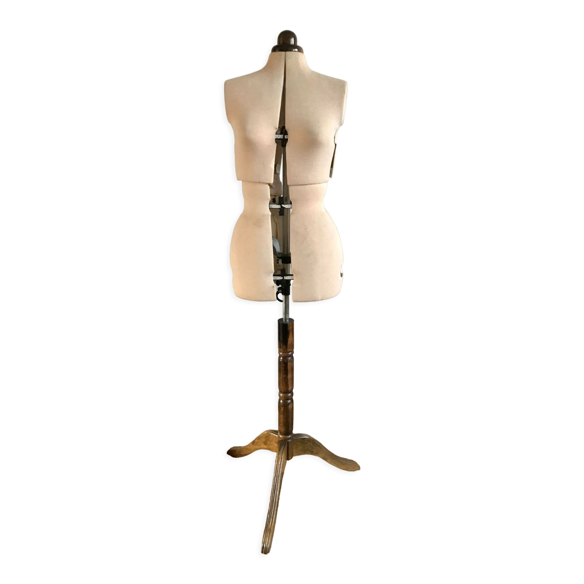 Wooden mannequin and fabric 70s